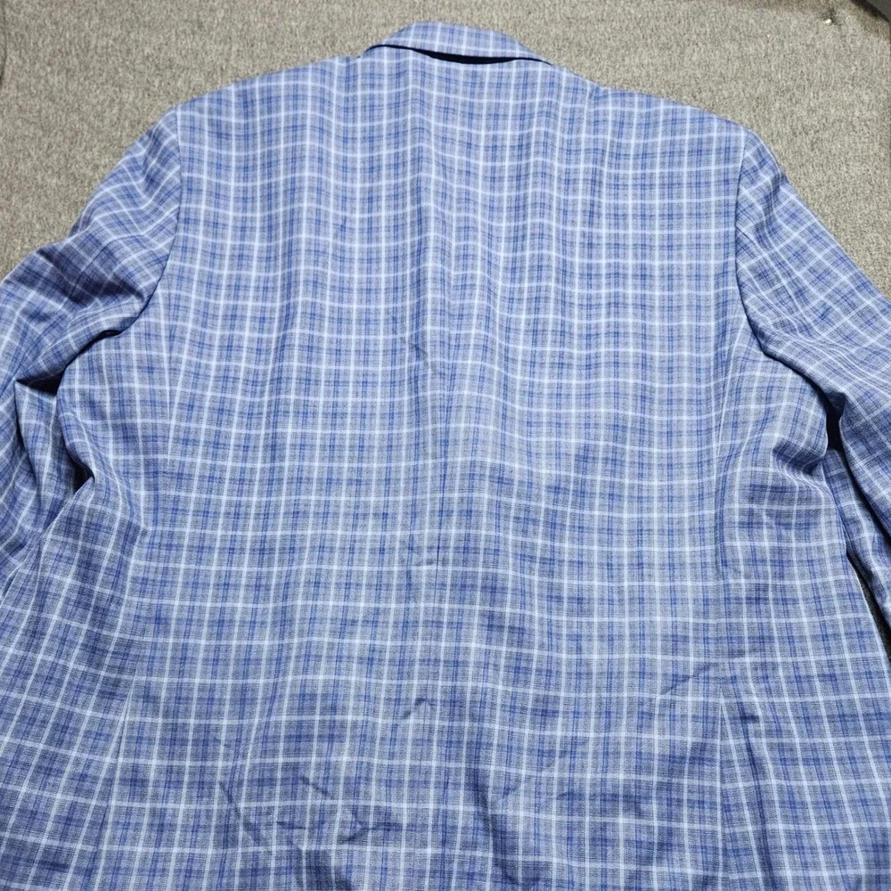 Oak Hill Sport Coat Mens 3XLT 54L/56L Blue Plaid Two Button Blazer Big and Tall